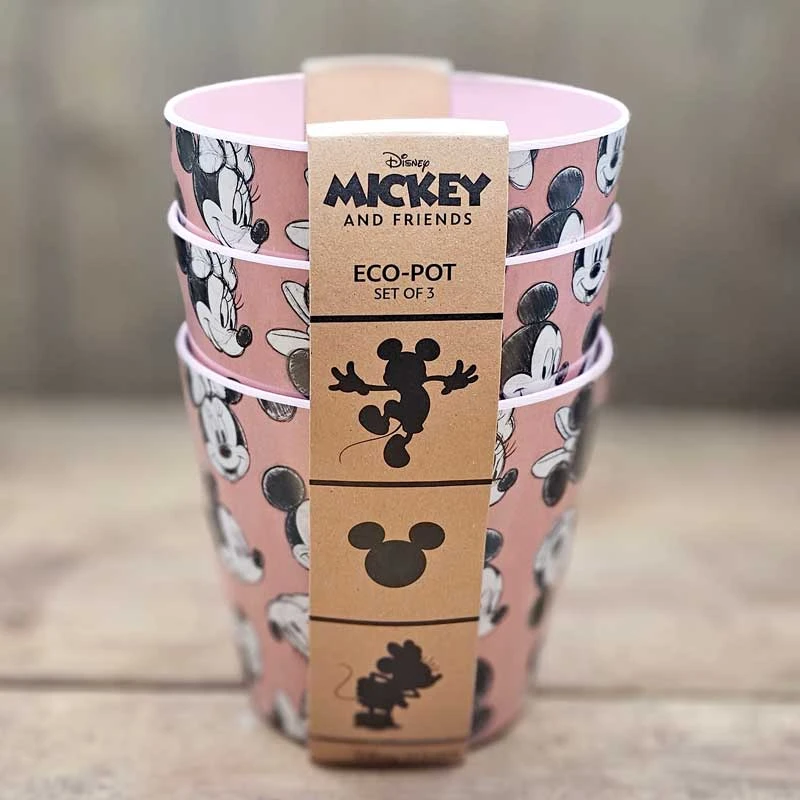 Eco Bambukruka 3-set Mickey, Rosa 1 Eco Bambukruka 3-set Mickey, Rosa